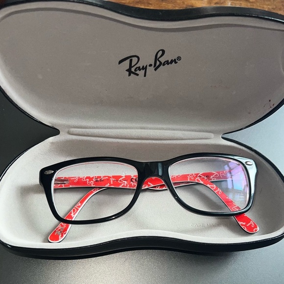 RAY-BAN Rx-able Eyeglasses RB 522-8247950B17140 Black Red & White Frames/case - Picture 10 of 11